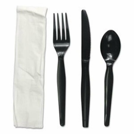 RAZOREDGE BWK Four-Piece Utensil Cutlery Kit, Fork & Knife & Napkin & Teaspoon, Heavyweight, Black RA3213450